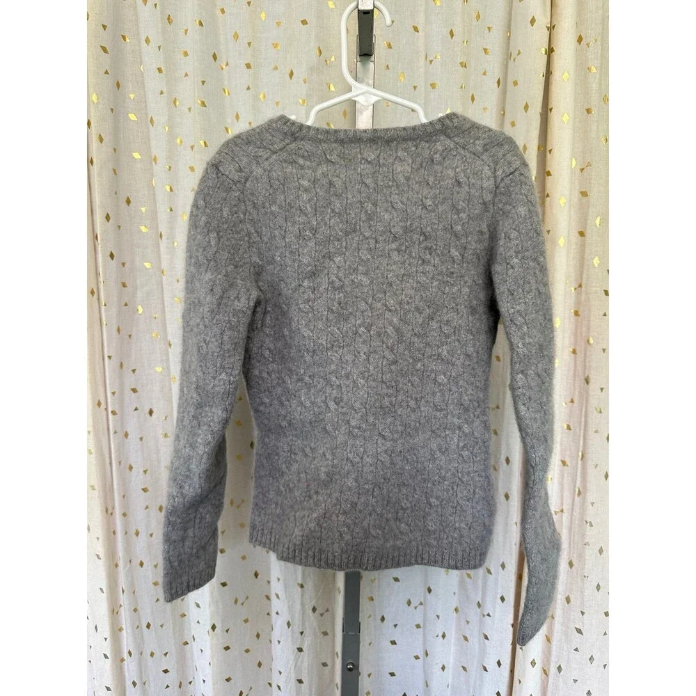 Lord & Taylor Luxury Girls Cable Knit V-Neck Pullover 100% Cashmere Sweater S
